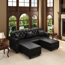 Load image into Gallery viewer, Upholstered Sofa With Nailhead Trim, Rolled Armrests With Ottoman
