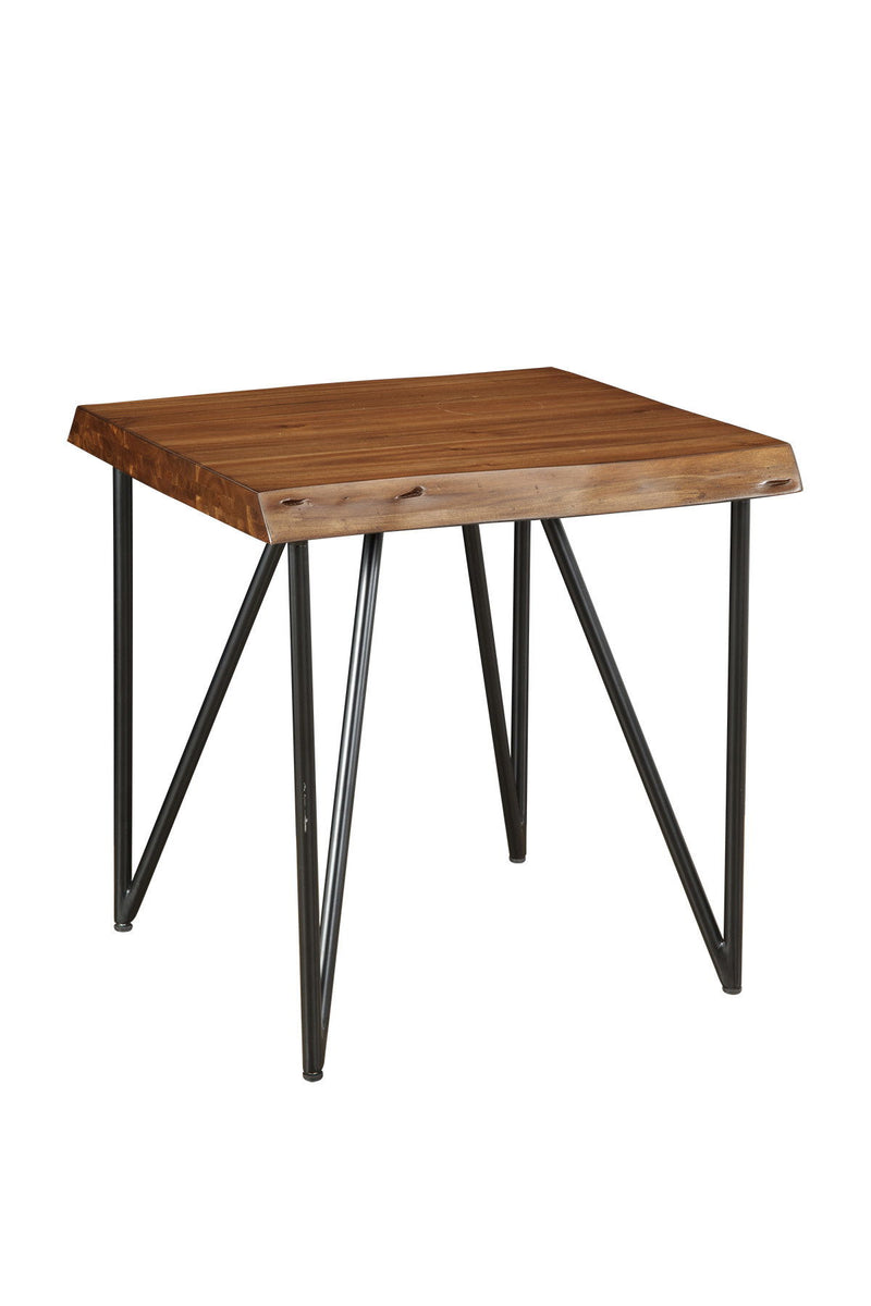 Solid Wood End Table - Black And Wood Brown