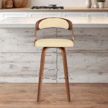 Load image into Gallery viewer, 30" Fabric And Iron Low Back Bar Height Swivel Bar Chair - Cream And Brown
