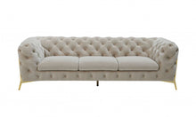 Load image into Gallery viewer, Contemporary Velvet Accent Sofa - Beige / Gold
