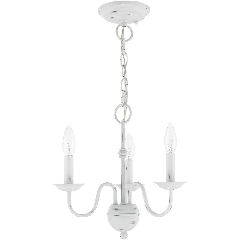 13" Three Light Dimmable Chandelier With Shades - Antiqued White