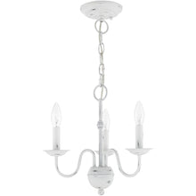 Load image into Gallery viewer, 13" Three Light Dimmable Chandelier With Shades - Antiqued White
