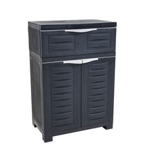 Load image into Gallery viewer, 35" Heavy Duty Plastic Two Door One Drawer Utility Cabinet - Dark Gray
