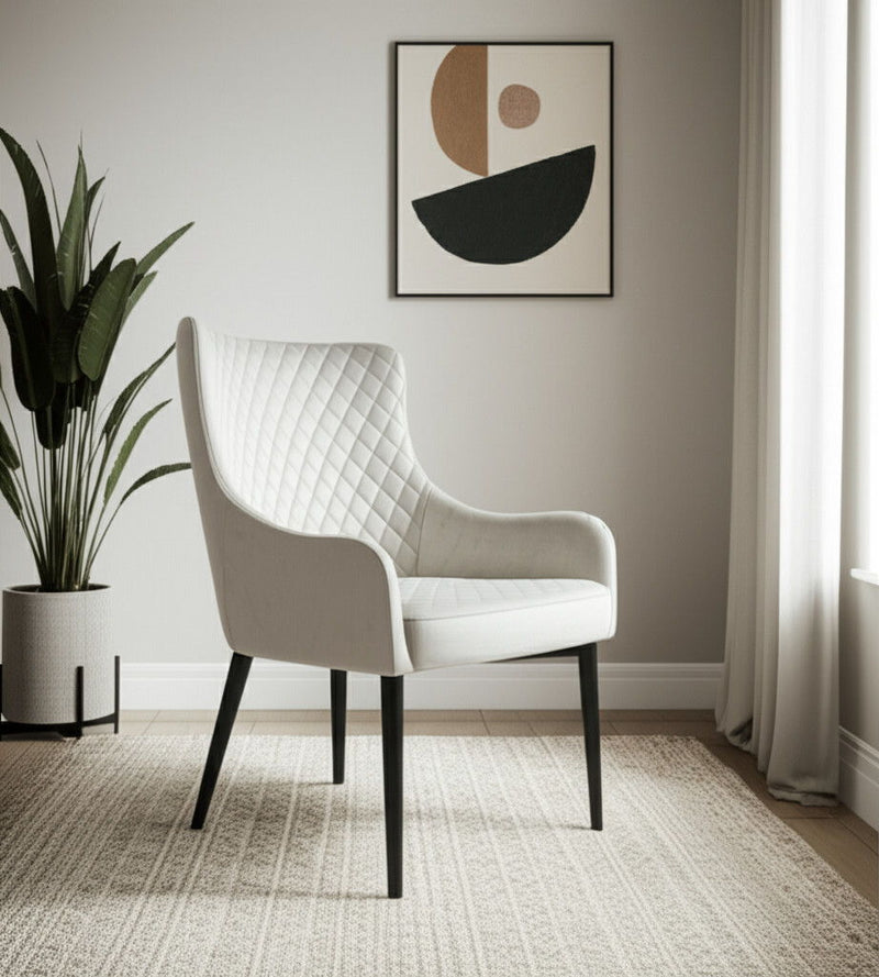 28" Contemporary Fabric Wingback Chair - Cream