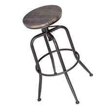 Load image into Gallery viewer, Solid Wood And Steel Swivel Backless Counter Height Bar Chairs (Set of 2) - Brown And Black
