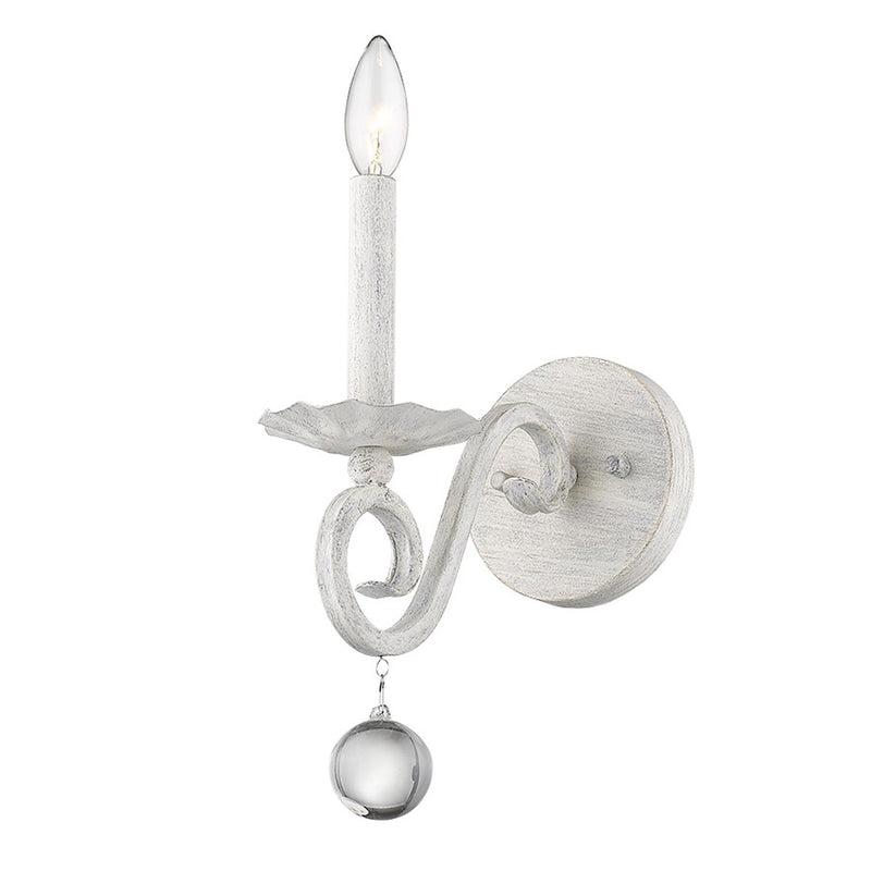 Modern Farmhouse Wall Sconce - Rustic White / Crystal
