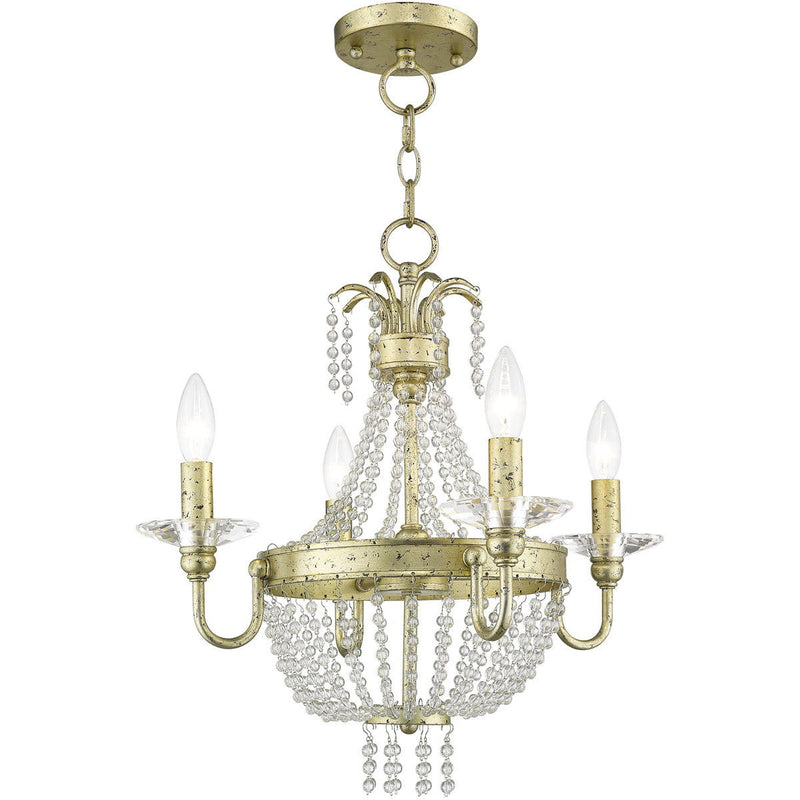 20" Four Light Dimmable Chandelier With Shades - Gold