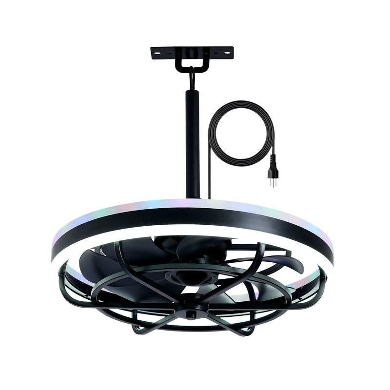 Ceiling Fan Light LED Light Source And Remote Control, 3000 - 6500K Dimmable LED Fan Light, 6 Speeds, For Living Room - Matte Black