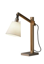 Load image into Gallery viewer, Adjustable Height Table Lamp With White Bell Shade - Natural Wood
