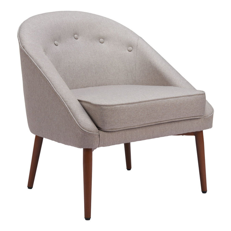 Fabric Tufted Barrel Chair - Gray And Brown