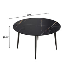 Load image into Gallery viewer, Modern Artificial Stone Round Dining Table With Metal Legs, Can Accommodate 6 People - Black
