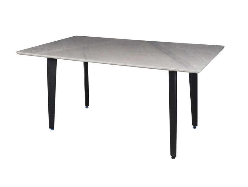 63" Stone And Metal Dining Table - Gray