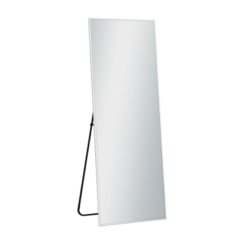 64" Metal Wall Mounted And Freestanding Framed Accent Mirror - Silver