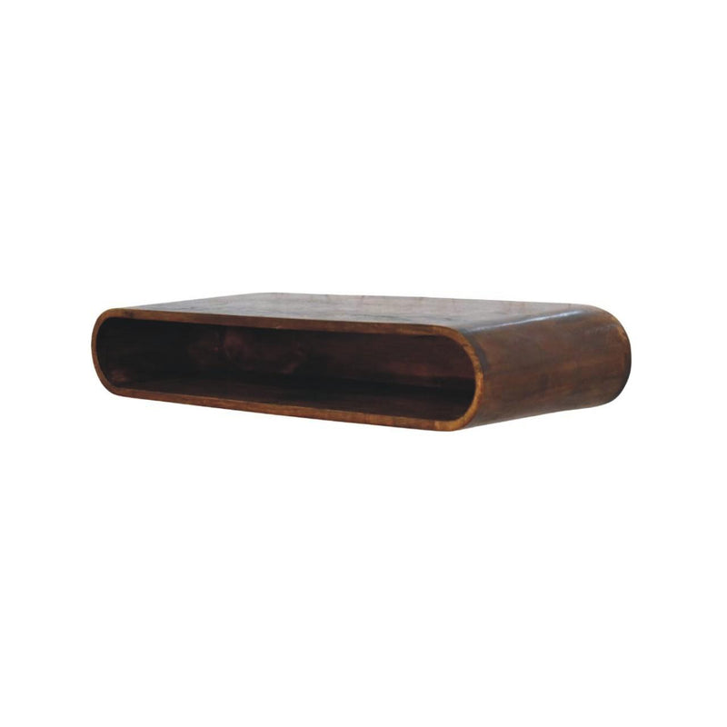 Solid Wood Floating Wall Mount Console Table With Shelf - Chestnut