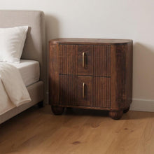 Load image into Gallery viewer, 21" Solid Wood Distressed Two Drawer Nightstand - Brown

