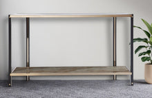 Load image into Gallery viewer, Smoky Mirrored Glass Console Table With Shelf - Smoky / Black / Champagne
