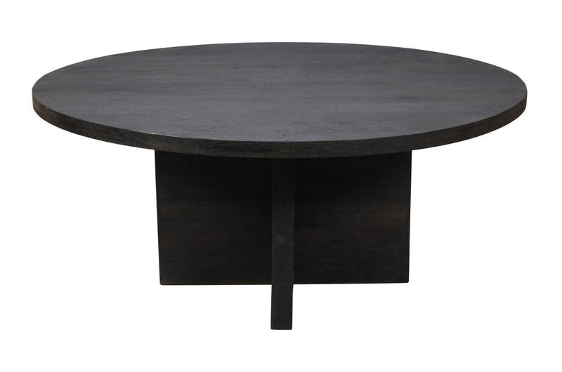 60" Rounded Solid Wood Pedestal Base Dining Table - Gray