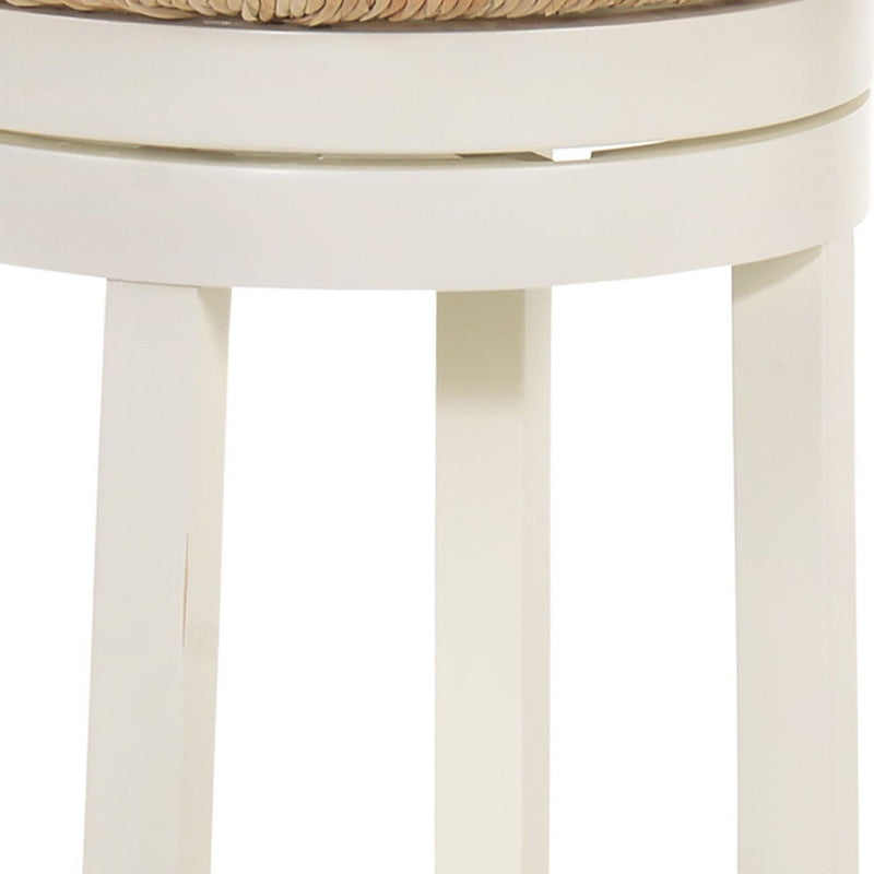 Swivel Backless Counter Height Bar Chair With Footrest 24" - Natural and Antiqued White