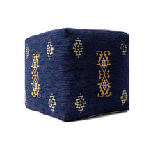 Load image into Gallery viewer, Polyester Blend Ottoman 18" - Blue
