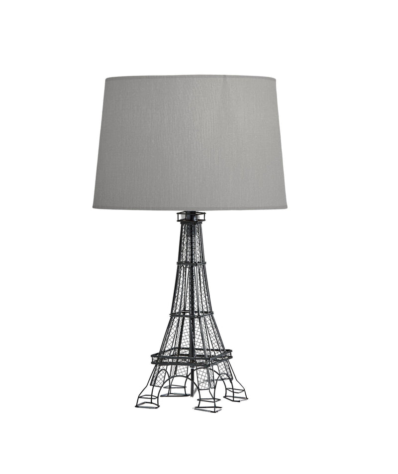 Acrylic Paris Desk Table Lamp With Gray Drum Shade - Black