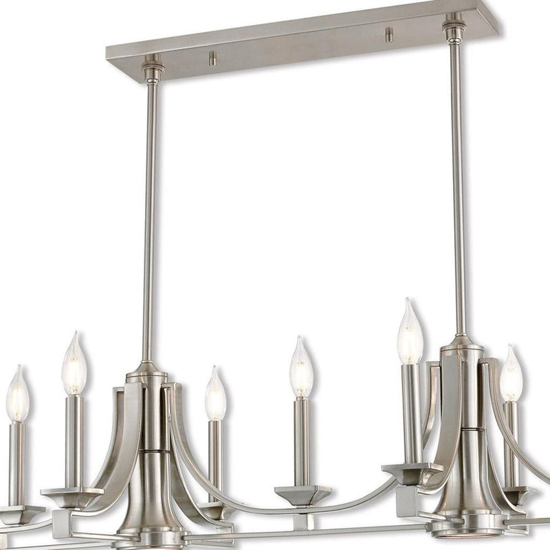 Nine Light Metal Dimmable Chandelier With Shades - Nickel