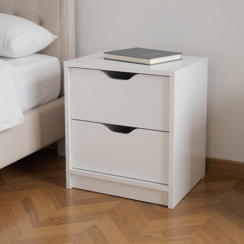 19" Two Drawer Faux Wood Nightstand - White