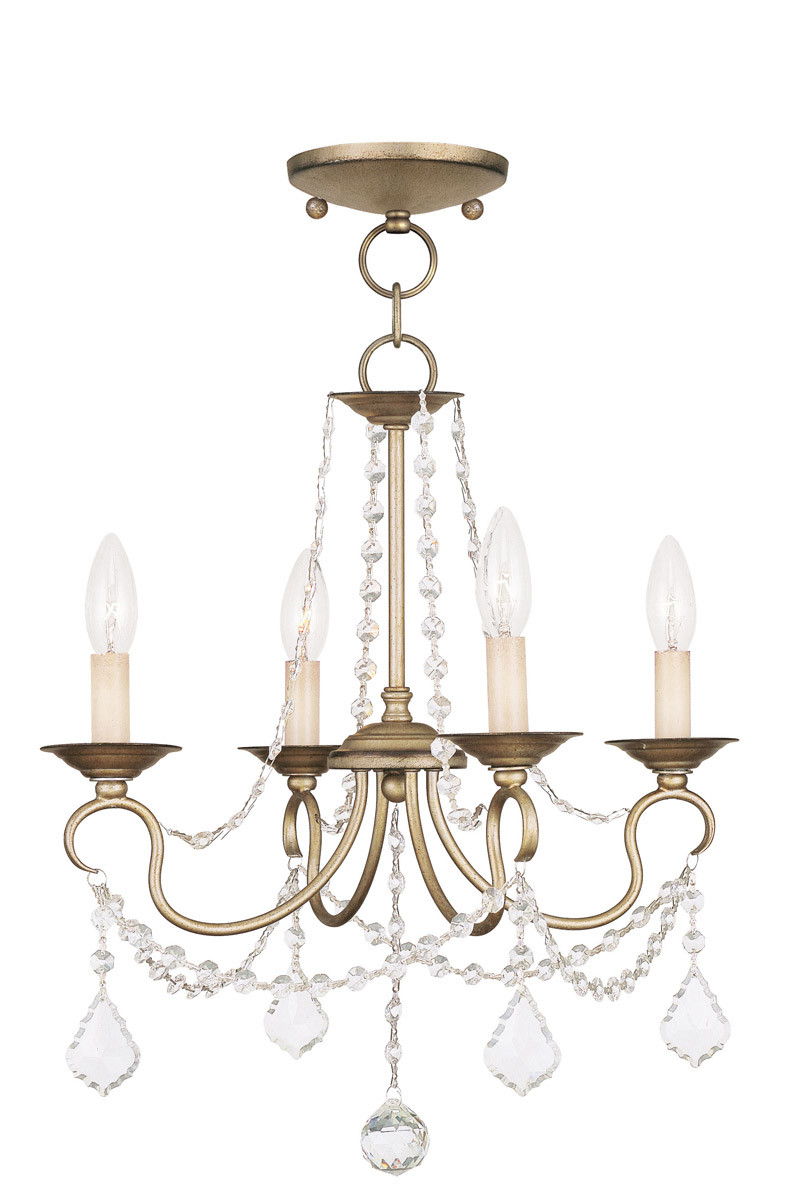 Four Light Metal Dimmable Chandelier With Shades - Silver