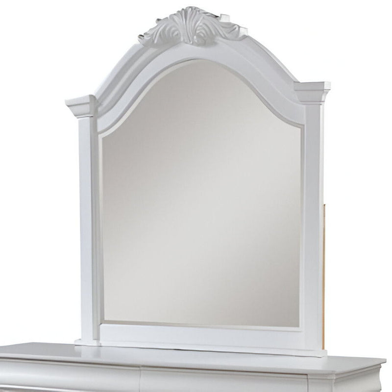 43" Crowned Top Framed Mounted Dresser Mirror - White