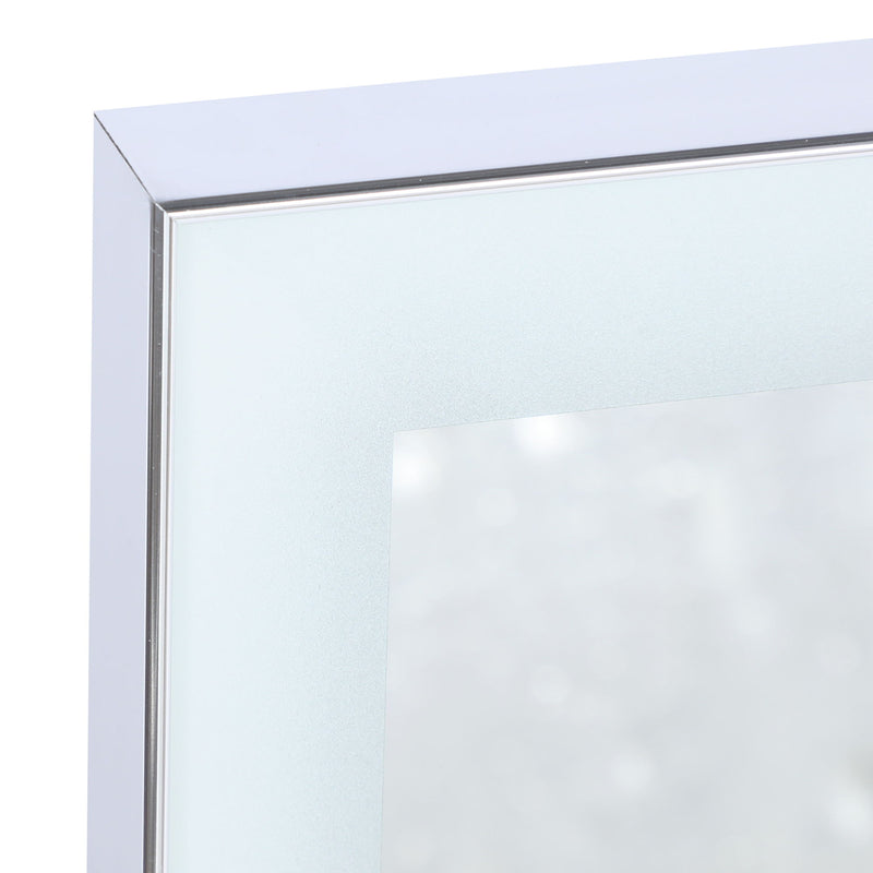 Aluminum Round Lighted Framed Bathroom Vanity Mirror - Silver