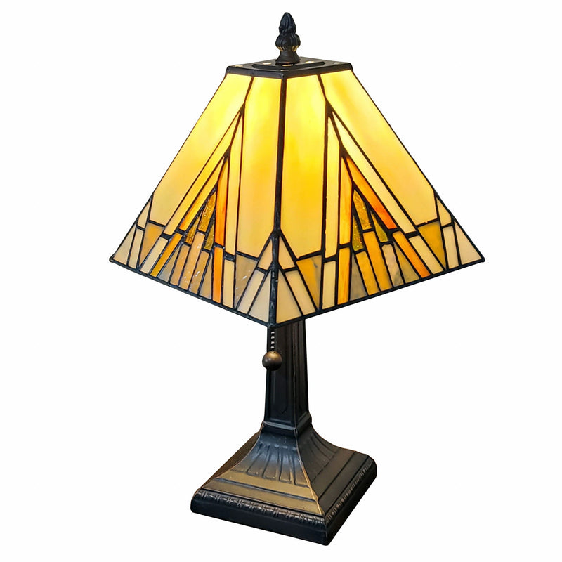 9" x 14" x 15" Metal Candlestick Table Lamp With Shade - Dark Brown / Beige