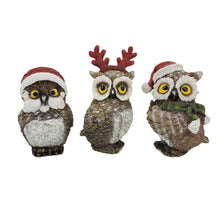 Load image into Gallery viewer, Owl Figurine (Set of 3) (552240) - Brown / White / Red

