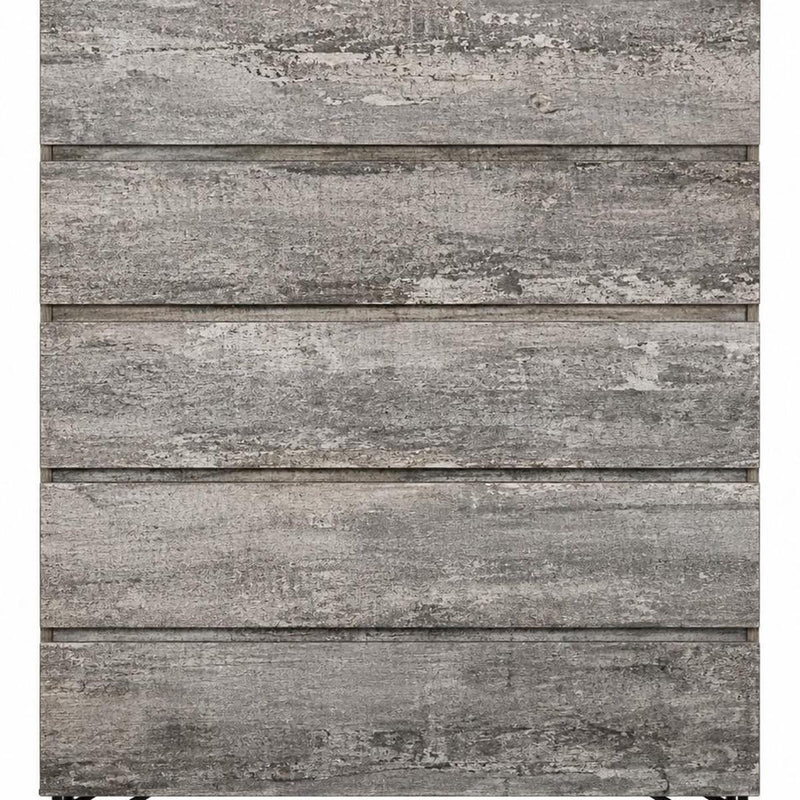 Wood Five Drawer Dresser - Black And Gray