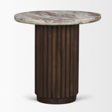 Load image into Gallery viewer, Marble Round Pedestal End Table - Brown / Pink
