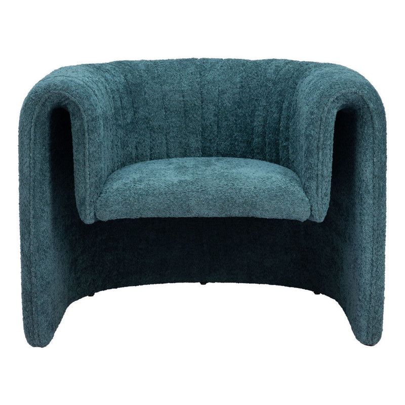 37" Modern marine Sherpa And Upholstered Tufted Arm Chair - Teal Blue
