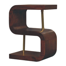 Load image into Gallery viewer, 24" Solid Wood Curved Nightstand - Chestnut And Gold
