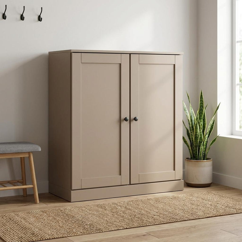 Twenty Pair Solid Woodshoe Storage Cabinet (752353) - Beige