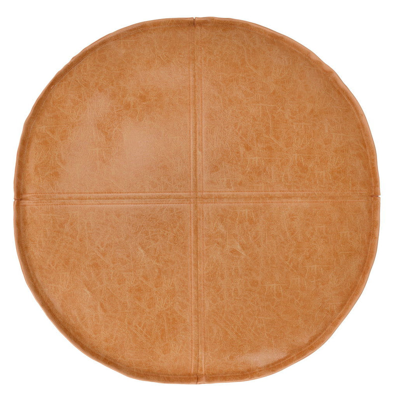 Round Faux Leather Pouf Ottoman - Brown