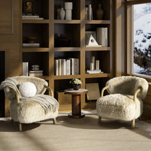 Load image into Gallery viewer, Becker - Rustic Oak Sheepskin Upholstered Accent Arm Chair - Taupe Beige
