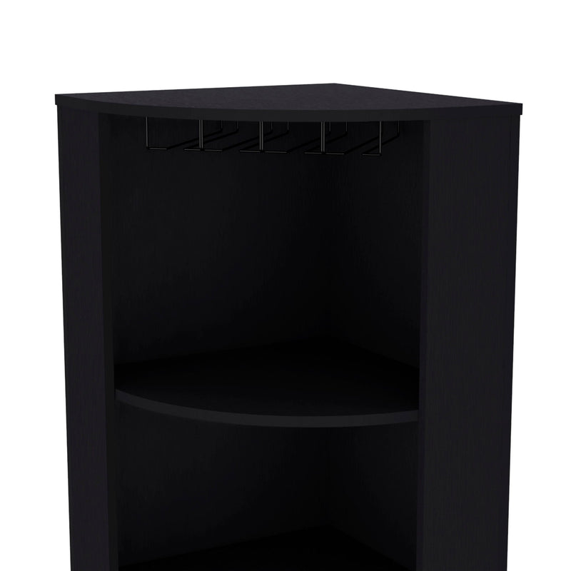 71" Wood Accent Corner Bar Cabinet - Black