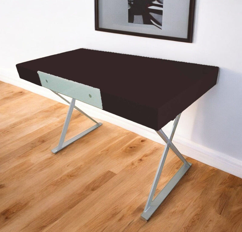 48" Wood And Metal Computer Desk - Espresso And Silver