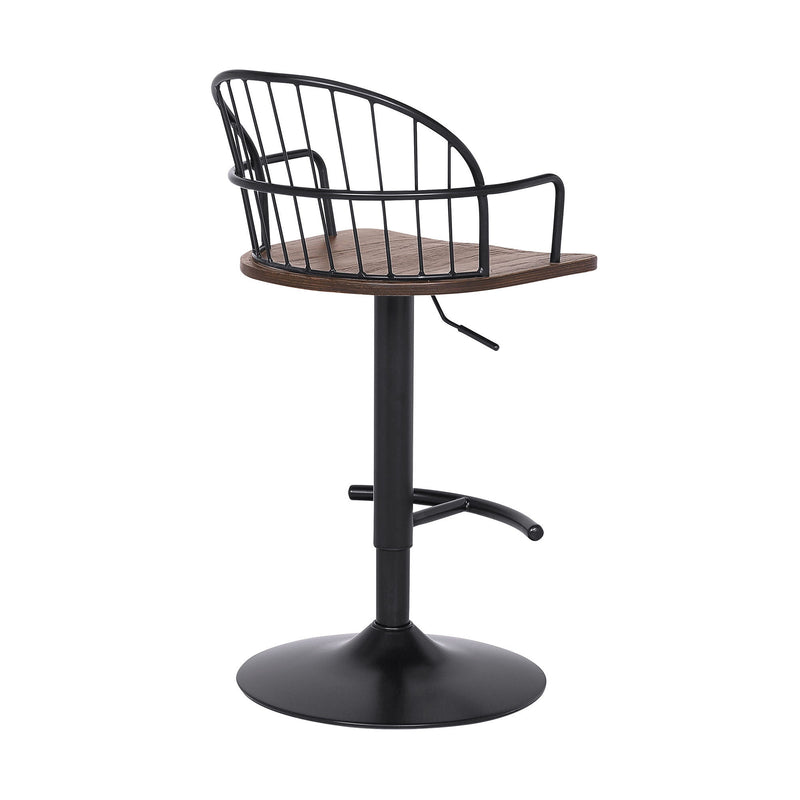 Iron Low Back Adjustable Height Bar Chair - Brown And Black