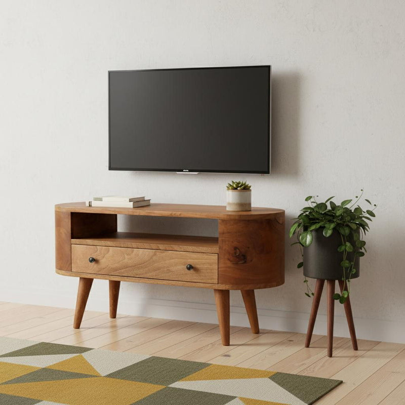 Solid Wood Enclosed Storage Entertainment Center (720011) - Brown