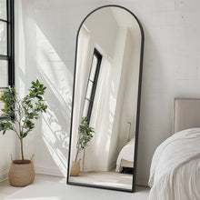 Load image into Gallery viewer, 70" Aluminum Arch Freestanding Framed Standing Mirror - Black
