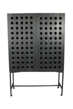 Load image into Gallery viewer, Solid Wood And Metal Holey Two Door Accent Chest - Dark Gray
