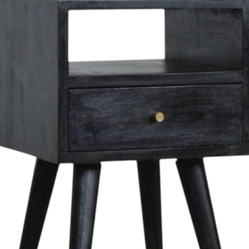 Solid Wood One Drawer Nightstand - Black