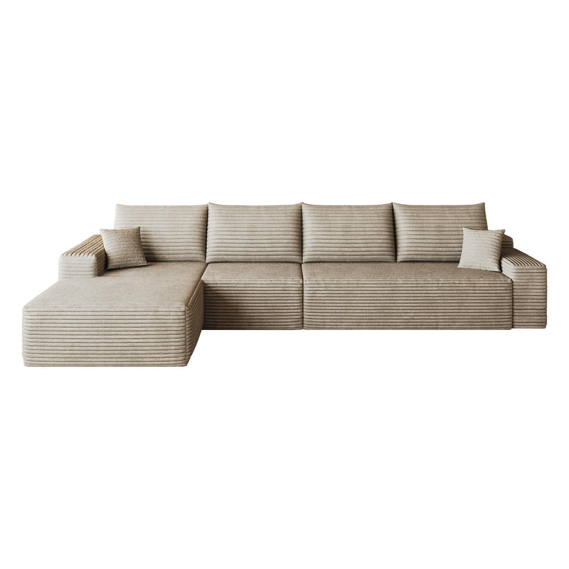 Corduroy Modular L Shaped Sofa And Chaise Sectional (762636) - Camel