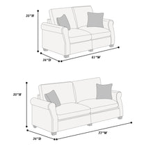 Load image into Gallery viewer, Contemporary 2 Piece Sofa Set With Matching Pillows
