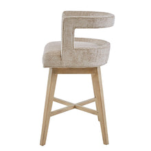 Load image into Gallery viewer, Design Swivel Counter Stool With Low Back Support Polyester And Solid Wood - Cream
