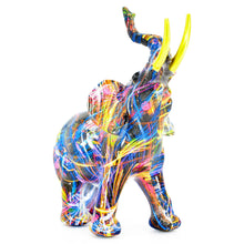 Load image into Gallery viewer, Elephant Tabletop Sculpture - Blue / Yellow / Pink
