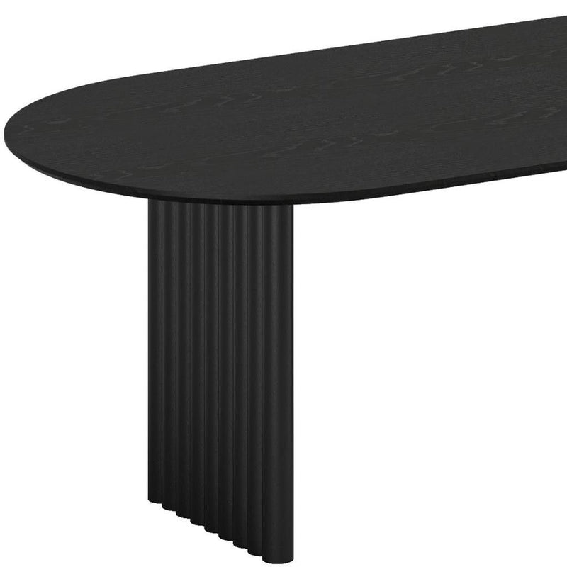 79" Solid Wood Mirrored Double Pedestal Base Oval Dining Table - Walnut